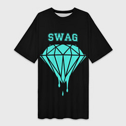 Футболка женская длинная Swag diamond, цвет: 3D-принт