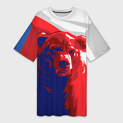 Футболка женская длинная Российский медведь, цвет: 3D-принт