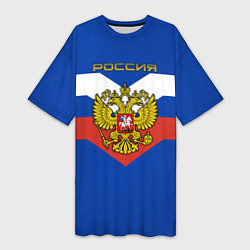 Женская длинная футболка Россия: Триколор