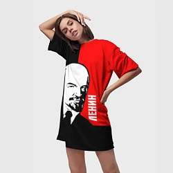 Футболка женская длинная Хитрый Ленин, цвет: 3D-принт — фото 2