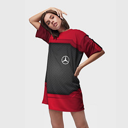 Футболка женская длинная Mercedes Benz: Metal Sport, цвет: 3D-принт — фото 2