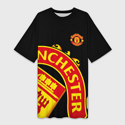 Футболка женская длинная FC Man United: Black Exclusive, цвет: 3D-принт