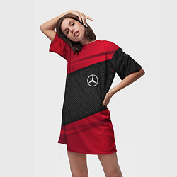 Футболка женская длинная Mercedes Benz: Red Sport, цвет: 3D-принт — фото 2