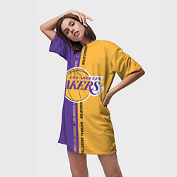 Футболка женская длинная NBA: LA Lakers, цвет: 3D-принт — фото 2