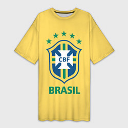 Футболка женская длинная Brazil Team, цвет: 3D-принт