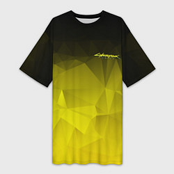Женская длинная футболка Cyberpunk 2077: Yellow Poly