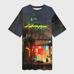 Женская длинная футболка Cyberpunk 2077: Night City
