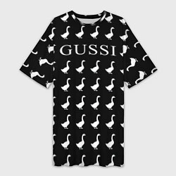 Женская длинная футболка GUSSI Black