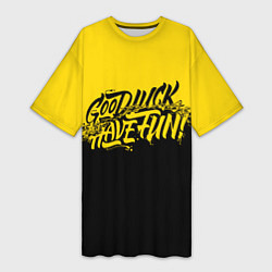 Футболка женская длинная GLHF: Yellow Style, цвет: 3D-принт