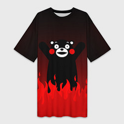 Женская длинная футболка Kumamon: Hell Flame