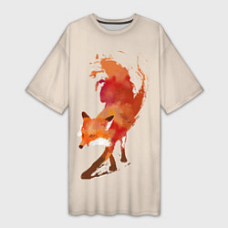 Футболка женская длинная Paint Fox, цвет: 3D-принт