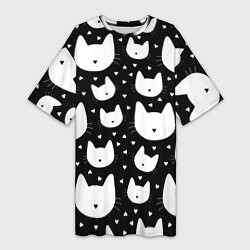Женская длинная футболка Love Cats Pattern