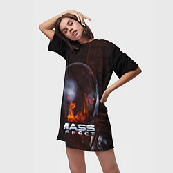 Футболка женская длинная Mass Effect, цвет: 3D-принт — фото 2