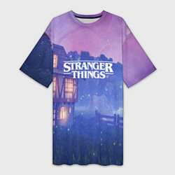 Футболка женская длинная Stranger Things: Magic House, цвет: 3D-принт