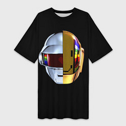 Футболка женская длинная Daft Punk: Smile Helmet, цвет: 3D-принт