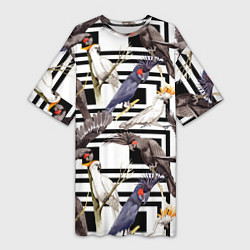 Женская длинная футболка Попугаи Какаду