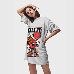 Футболка женская длинная Skilled and lucky ball, цвет: 3D-принт — фото 2