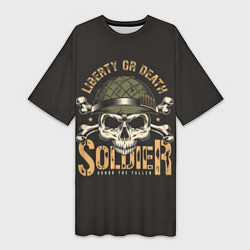 Футболка женская длинная Soldier - liberty or death, цвет: 3D-принт