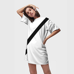 Футболка женская длинная Ремень безопасности - черная полоса прикол на бело, цвет: 3D-принт — фото 2