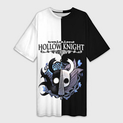 Футболка женская длинная Hollow Knight Black & White, цвет: 3D-принт