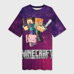 Футболка женская длинная MINECRAFT, цвет: 3D-принт