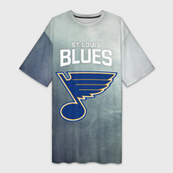 Футболка женская длинная St Louis Blues, цвет: 3D-принт