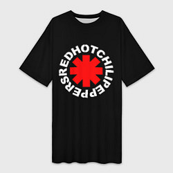 Футболка женская длинная Red Hot chili peppers logo on black, цвет: 3D-принт