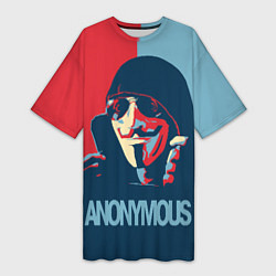 Футболка женская длинная Anonymous поп арт мем, цвет: 3D-принт