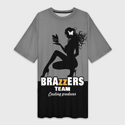 Футболка женская длинная Brazzers team Casting-producer, цвет: 3D-принт