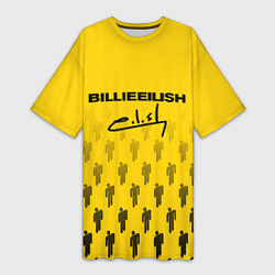 Футболка женская длинная Billie Eilish: Yellow Autograph, цвет: 3D-принт