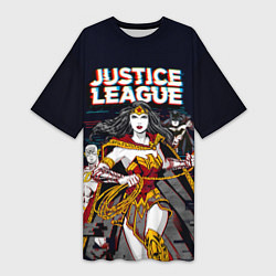 Футболка женская длинная Justice League, цвет: 3D-принт
