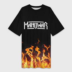 Футболка женская длинная Manowar, цвет: 3D-принт