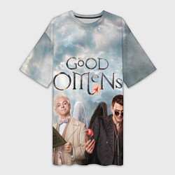 Футболка женская длинная Good Omens, цвет: 3D-принт