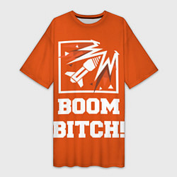 Футболка женская длинная Boom Bitch!, цвет: 3D-принт