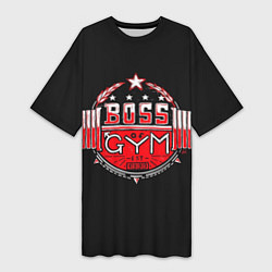 Футболка женская длинная Boss of GYM акварель, цвет: 3D-принт
