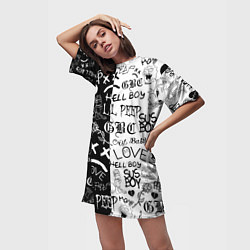 Футболка женская длинная LIL PEEP LOGOBOMBING, цвет: 3D-принт — фото 2