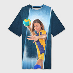 Футболка женская длинная Гандболистка, цвет: 3D-принт