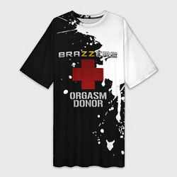 Футболка женская длинная Brazzers orgasm donor, цвет: 3D-принт