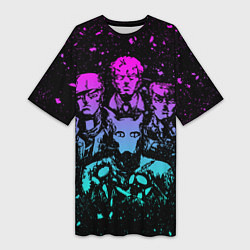 Футболка женская длинная Приключения ДжоДжо, цвет: 3D-принт