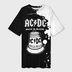 Футболка женская длинная ACDC Back in Black, цвет: 3D-принт