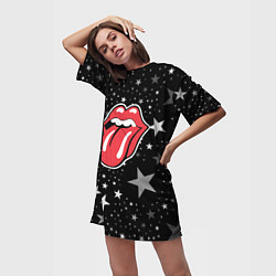 Футболка женская длинная Rolling stones star, цвет: 3D-принт — фото 2