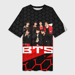 Футболка женская длинная BTS, цвет: 3D-принт
