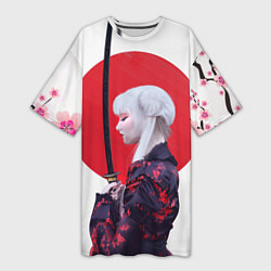 Женская длинная футболка Самурай