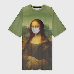 Женская длинная футболка Мона Лиза в маске