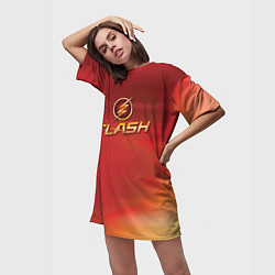 Футболка женская длинная The Flash Logo Pattern, цвет: 3D-принт — фото 2