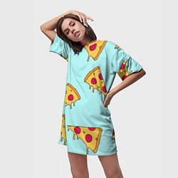 Футболка женская длинная Ароматная пицца, цвет: 3D-принт — фото 2