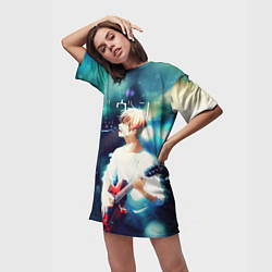 Футболка женская длинная Мафую Сато, цвет: 3D-принт — фото 2