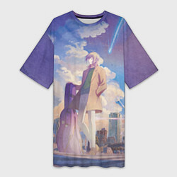 Футболка женская длинная Харуки и Акихико, цвет: 3D-принт