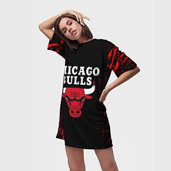 Футболка женская длинная CHICAGO BULLS, цвет: 3D-принт — фото 2