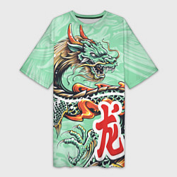 Женская длинная футболка Изумрудный дракон
